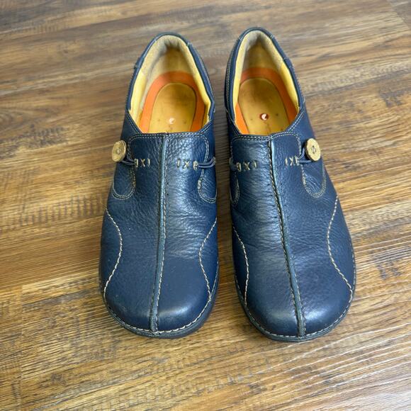 Clarks Unstructured size 10 Un Loop blue leather loafers slip on comfort - Picture 3 of 11